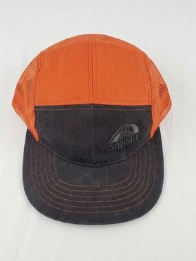 Sunset Two-Tone Orange and Black Mesh Unisex Cap